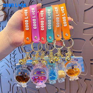 2025 tambor trasero de dibujos animados en aceite líquido arena movediza botella llavero flotante hielo Luna lentejuelas Cola llavero bolsa baratija - Product Image 2