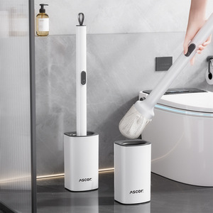 Ascor Toilet Brush With Base Long Handle Silicone Cleaning For Squat Toilets Eco Friendly - Product Image 1