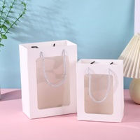 Tas Kado Kertas Seni Mewah Creative Square dengan Jendela, Souvenir Ulang Tahun, Tas Bunga, Cetak UV, Merek Jiaxiang untuk Kerajinan Hadiah