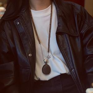 Collar Largo con Cuentas de Madera y Piedra Natural, Joyería de Moda para Mujer, Estilo Boho - Product Image 4