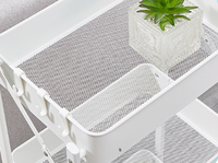 Chariot de rangement ABS pliable à trois niveaux avec roues, chariot de cuisine, hôtel