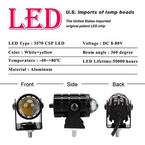 Mini Cañón Láser LED para Motocicleta 8-80V Doble Color Blanco y Amarillo Faro Antiniebla para Moto Mini Luz de Conducción - Product Image 5