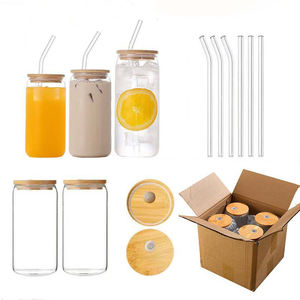 Carafe en <span class=keywords><strong>verre</strong></span> réutilisable <span class=keywords><strong>avec</strong></span> couvercle en acier inoxydable et <span class=keywords><strong>paille</strong></span> en <span class=keywords><strong>verre</strong></span>, nouveau couvercle facile à ouvrir, bocal transparent pour boissons (type Coca-Cola) - Product Image 2