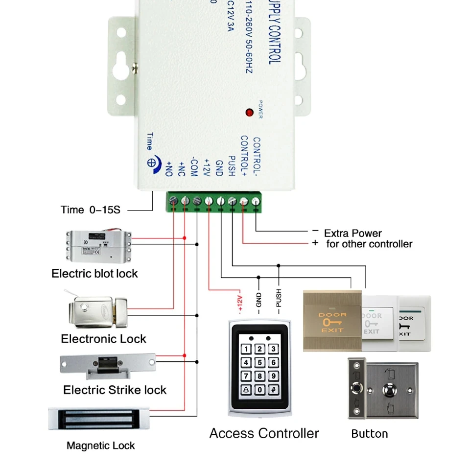 Door Exit Push Button Release Switch Opener NO COM NC LED light For Door Access Control System Entry Open Touch