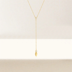 Collana di gioielli di moda collana di diamanti in <span class=keywords><strong>argento</strong></span> sterling 925 collana di diamanti dal cortile a catena <span class=keywords><strong>lunga</strong></span> placcato in oro 18k collana da donna - Product Image 3