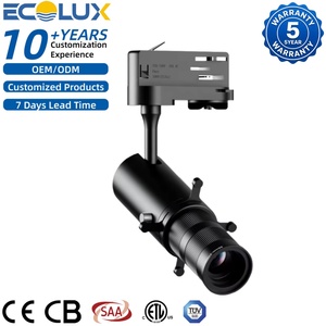 <span class=keywords><strong>Spot</strong></span> LED sur <span class=keywords><strong>rail</strong></span> orientable en aluminium <span class=keywords><strong>noir</strong></span> pour intérieur, 20W, avec zoom, pour projets, salles d'exposition, musées, galeries d'art - Product Image 1