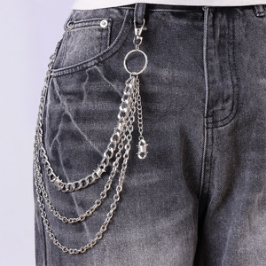 yueli Multi Layered Metal Spiked Trouser <b>Chain</b> For <b>Jeans</b> Accessories Casual Hip Hop Style Tibetan Silver Waist <b>Chain</b> - Product Image 1