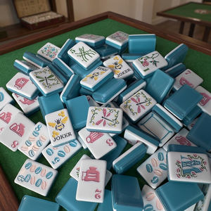 Jeu de Mahjong américain à bandes bleues, 160 tuiles, personnalisé, pliable sur 4 couches, tuiles de Mahjong en acrylique, luxe, portable, Miss Darling - Product Image 3
