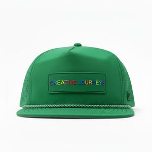 Gorras de PVC con Logotipo Personalizado, 5 Paneles, Verdes, de Secado Rápido, Deportivas, Sin Estructura, Impermeables, con Orificios Cortados con Láser, Cierre a Presión - Product Image 2