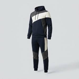 Completo <span class=keywords><strong>Tuta</strong></span> Termica in Pile da Uomo RebornF - Set 2 Pezzi Antivento Invernale con Felpa con Cappuccio e Joggers Patchwork - <span class=keywords><strong>Tuta</strong></span> Sportiva Elasticizzata a Quattro Vie - Product Image 2