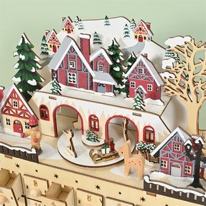 Hộp nhạc gỗ Giáng sinh có đèn LED, đếm ngược 24 ngày, lịch chờ Giáng sinh để trang trí ngày lễ, quà tặng, Calendarios De Adviento - Product Image 3