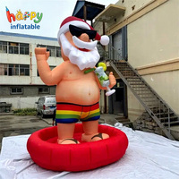 Père Noël gonflable géant personnalisé pour la plage, idéal pour les fêtes à thème estivales, la décoration extérieure et les accessoires publicitaires