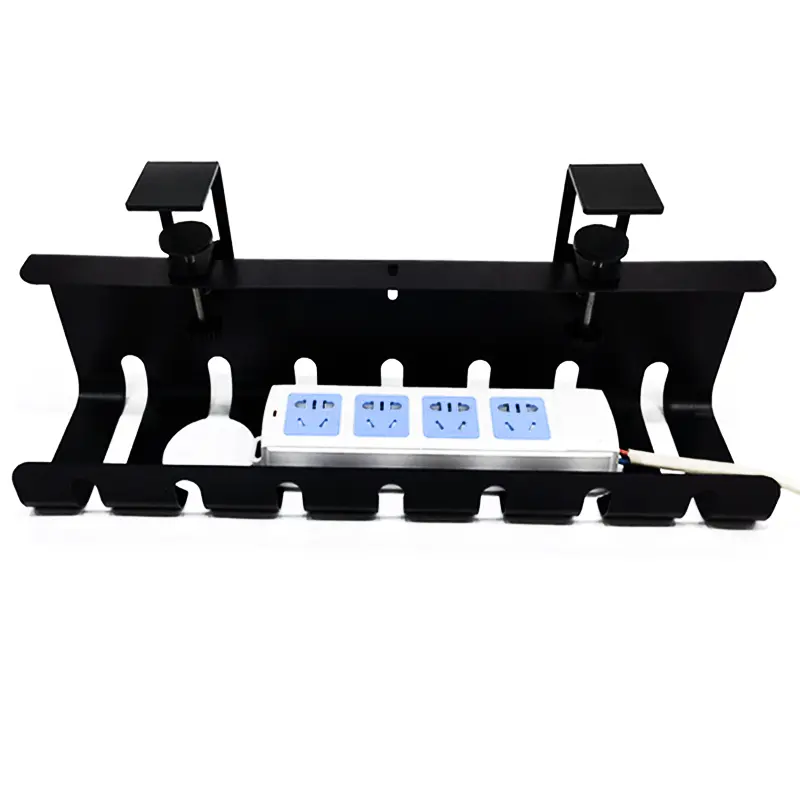 Horizontal 16-inch Under Desk Removable C Clamp Mount Computer Cord Raceway Under Desk Cable Management Tray