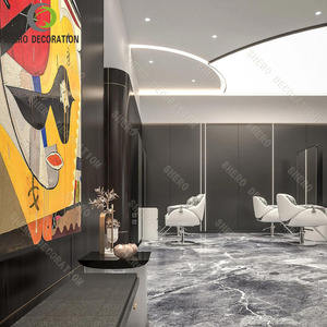 Diseño Interior de Salón de Belleza de Lujo, Muebles de Barbería Personalizados y Duraderos, Mueble de Pared para Pelucas, Juego de Espejos para Barbería - Product Image 6