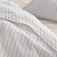 Parure de lit 4 pièces en coton lavé à rayures multicolores tissées géométriques, drap plat, drap-housse, housse de couette, logo personnalisé, vente en gros pour hôtels