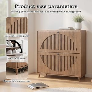 Meuble de rangement à chaussures ultra-mince pour entrée, organisateur de chaussures étroit avec 2 tiroirs rabattables, étagère à chaussures autoportante dissimulée, gain de place - Product Image 2