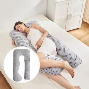 Almohadas de maternidad de relleno de algodón de cuerpo completo por separado en forma de U, funda lavable de terciopelo, almohada de embarazo