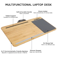 Draagbare Bamboe Laptop Lap Lade Computer Knietafel Schoot Bureau Laptop Bureau Met Zachte Kussen Muismat En Telefoonhouder