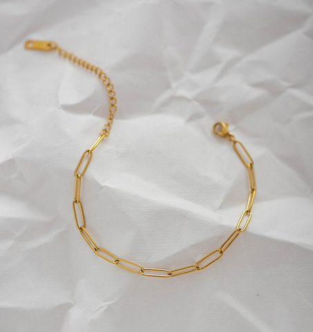 Minimalist 18K PVD Gold Plated Stainless Steel Paper Clip Love Heart Necklace Bracelet