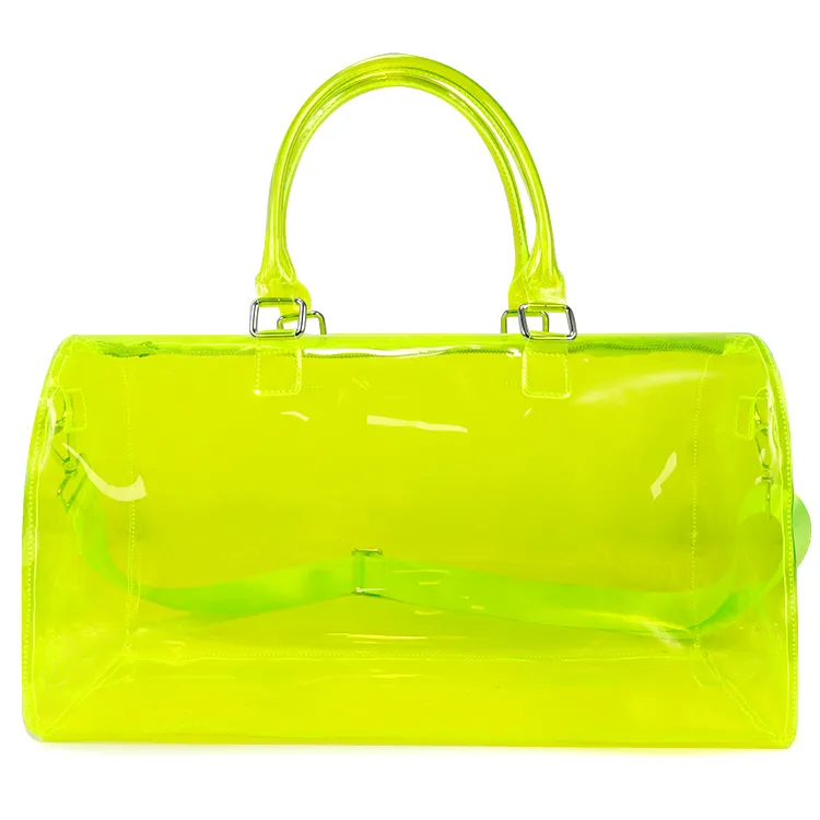 กระเป๋าเดินทางความจุขนาดใหญ่กระเป๋า Duffel พร้อมช่องใส่รองเท้ากีฬายิมท่องเที่ยวกันน้ำสีเหลือง OEM ที่กำหนดเอง