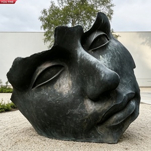 YOUFINE Escultura Abstracta Grande <span class=keywords><strong>de</strong></span> Rostro <span class=keywords><strong>de</strong></span> Bronce Agrietado, Estatua Gigante <span class=keywords><strong>de</strong></span> Cabeza Humana Rota para Museo o Plaza al Aire Libre - Product Image 1