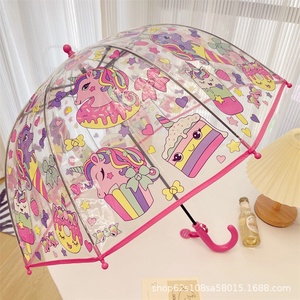 <span class=keywords><strong>Parapluie</strong></span> transparent pour enfants de 2 à 5 ans, motif forêt de dessin animé, sûr, léger, à long manche, avec 8 baleines - Product Image 6