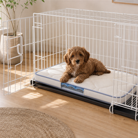 Tapis de sol rectangulaire en silicone pour cage à chien, avec dessus matelassé, base antidérapante et fenêtre transparente pour cages intérieures en fil métallique - Prêt pour le voyage et rafraîchissant