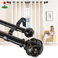 Tringle à rideau double en tube français de qualité supérieure, noir mat, pour rideaux de retour, décoration intérieure