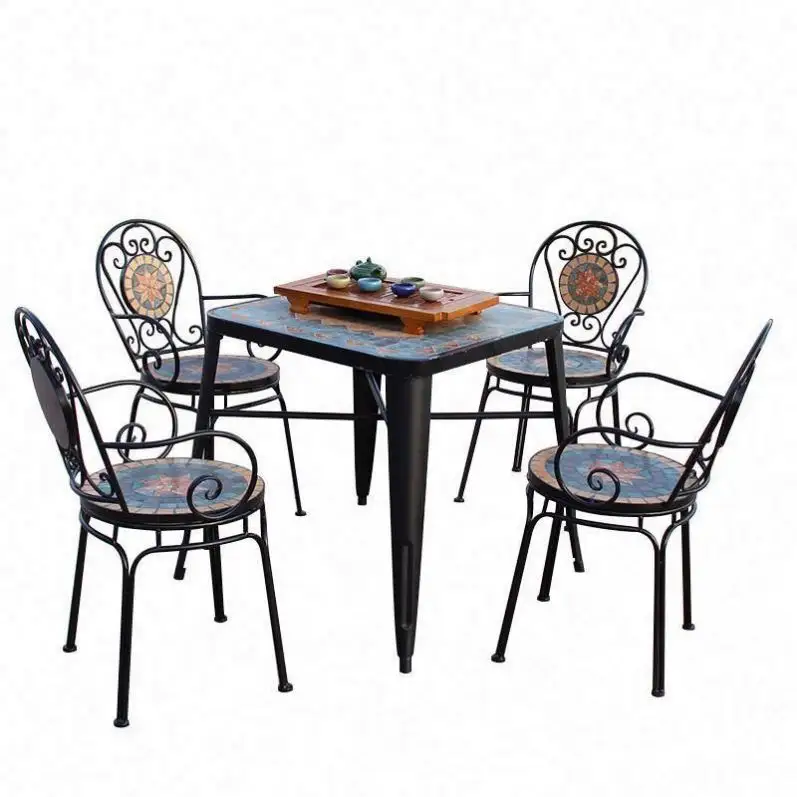 Wholesale Price New Style Antique Mosaic Table And Chairs Garden Outdoor Metal Furniture Sets