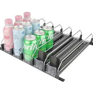 Organizador dispensador de bebidas gaseosas embotelladas para refrigerador
