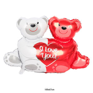 <span class=keywords><strong>Serie</strong></span> del Día de San Valentín oso tridimensional decoración de boda globo papel de aluminio labio anillo de diamante para fiestas celebraciones - Product Image 2
