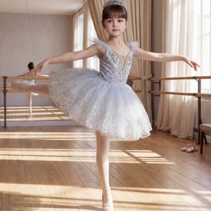 Vestido de Ballet Profesional <span class=keywords><strong>con</strong></span> Adornos para Niñas, Tutú de Tul <span class=keywords><strong>con</strong></span> Lentejuelas y Encaje, Ideal para Recital - Product Image 1