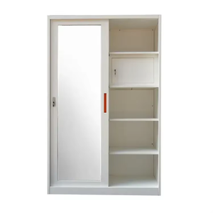 Armoire en métal, ensemble de meubles de chambre à coucher, armoire à vêtements en acier avec miroir, petite armoire à portes coulissantes ou battantes, casier - Product Image 4