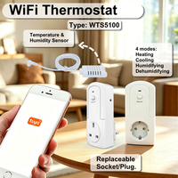 Termostato Inteligente Automático con Wi-Fi Tuya para Sistema de Hogar Inteligente, Calefacción/Refrigeración Eléctrica, Humidificación/Deshumidificación, IP21, Rango de 10-50m