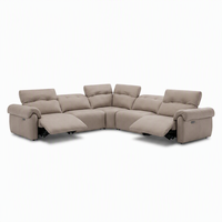Ensemble de canapés inclinables électriques de luxe avec éclairage LED intégré et consoles de rangement multimédias pour salle de cinéma privée
