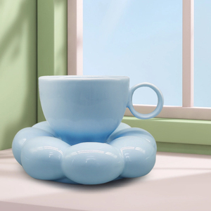 2023 새로운 디자인 INS 그물 빨간 마카롱 시리즈 세라믹 컵 해바라기 커피 세라믹 컵과 접시 - Product Image 5