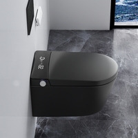Toilettes intelligentes automatiques sans pression d'eau, bidet de chasse d'eau mural automatique, noir mat, toilettes intelligentes
