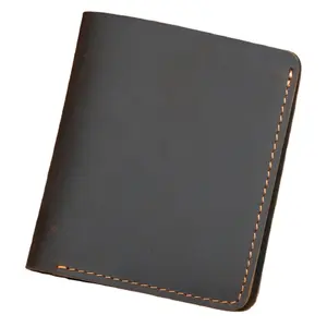 Slim Wallet for Men -Thin Bifold Crazy Horse Genuine Leather RFID Blocking Minimalist Stylish Front Pocket Mens Wallets