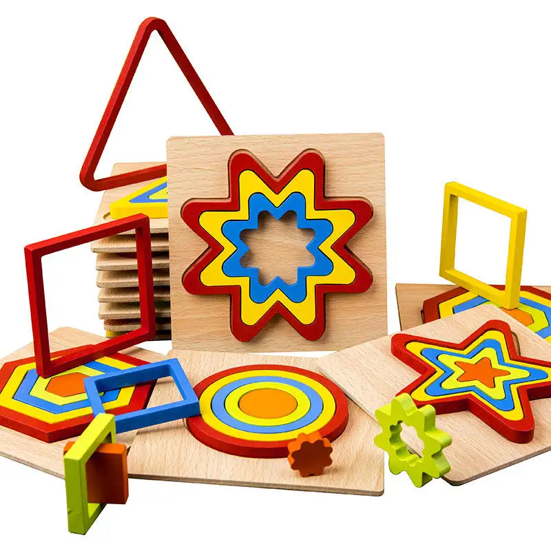 Penjualan laris Puzzle kayu 3d untuk bayi Puzzle kayu untuk 1 2 3 tahun Puzzle kayu