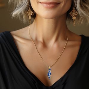 316l Acero inoxidable Pvd 18K chapado en oro clásico azul esmalte <span class=keywords><strong>Israel</strong></span> <span class=keywords><strong>mapa</strong></span> COLLAR COLGANTE personalizado elegante <span class=keywords><strong>Israel</strong></span> collar joyería - Product Image 6