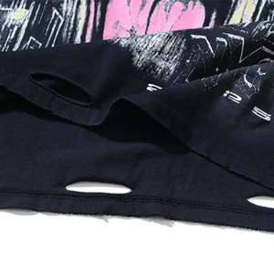 Camiseta de Verano Retro Casual Holgada con Estampado y Agujeros, de Manga Corta, para Hombre y Mujer, Estilo Urbano, Novedad - Product Image 3