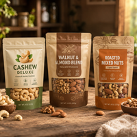 Sachets Doypack Personnalisés en Papier Kraft Recyclable avec Fenêtre Transparente pour Emballage de Noix, Amandes et Noix de Cajou