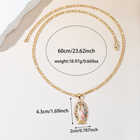 Collier Pendentif Vierge de Guadalupe Doré Scintillant et Éblouissant, Émail Incrusté Motif Rayons de Soleil, Bijou Tendance pour Femme, Idéal Cadeau