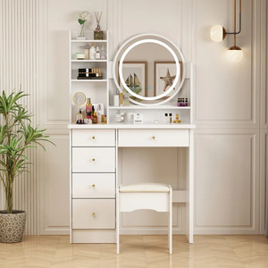 Customization Hot Sale Simple Modern <strong>Makeup</strong> Beauty Cabinet <strong>Small</strong> Apartment Dressing Table LED Mirror Vanity <strong>Desk</strong> for Bedroom - Product Image 2