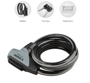 Serrure de vélo en fil d'acier <span class=keywords><strong>fiable</strong></span> ETOOK Serrure de câble de vélo 1000mm/1500mm avec revêtement en PVC - Product Image 3