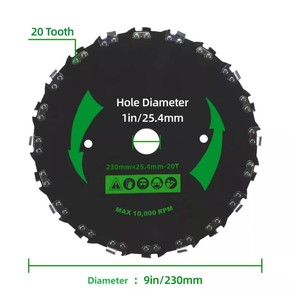 Cuchilla de <span class=keywords><strong>desbrozadora</strong></span> de acero de 20 dientes para motosierra, <span class=keywords><strong>disco</strong></span> de cuchilla de motosierra de 9 pulgadas - Product Image 5