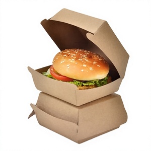 Cajas de Papel Recubierto con Logotipo Personalizado, Biodegradables, para Hamburguesas, Cajas para Almuerzo, Empaquetado para Restaurantes de Comida Rápida - Product Image 2