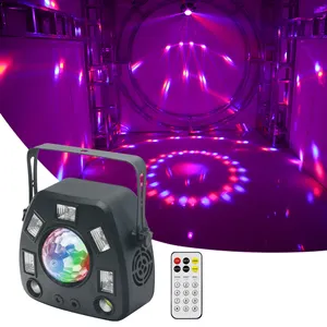 Strobe laser multi effect sound-activated disco party light magic ball rgb wedding dj led 4in1 party rotating disco light