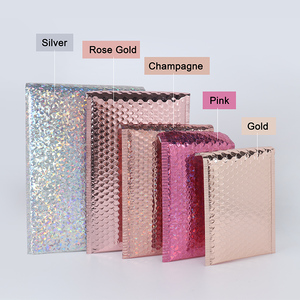 Fournisseurs de sacs d'enveloppe d'expédition rembourrés par air personnalisés Sacs de courrier en plastique d'enveloppe à bulles en poly or rose métallique adhésif fort - Product Image 3