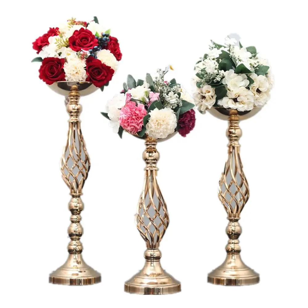 High Metal Single Decorative Golden Metal Vase Wedding Table Centerpieces Golden Flower Stand Wedding Decoration